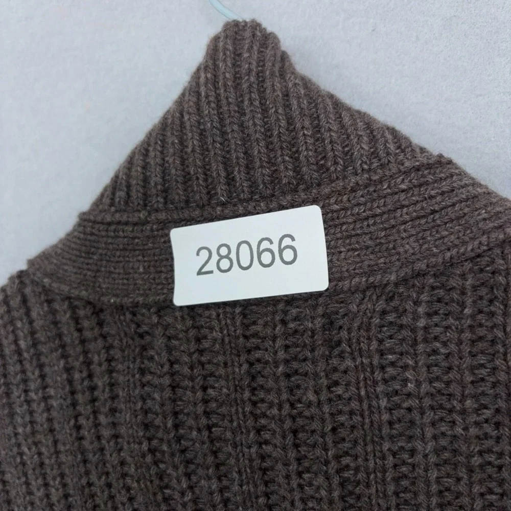 Banana Republic Sweater Men XL Brown Ribbed Full Zip Wool Leather Elbow Patch